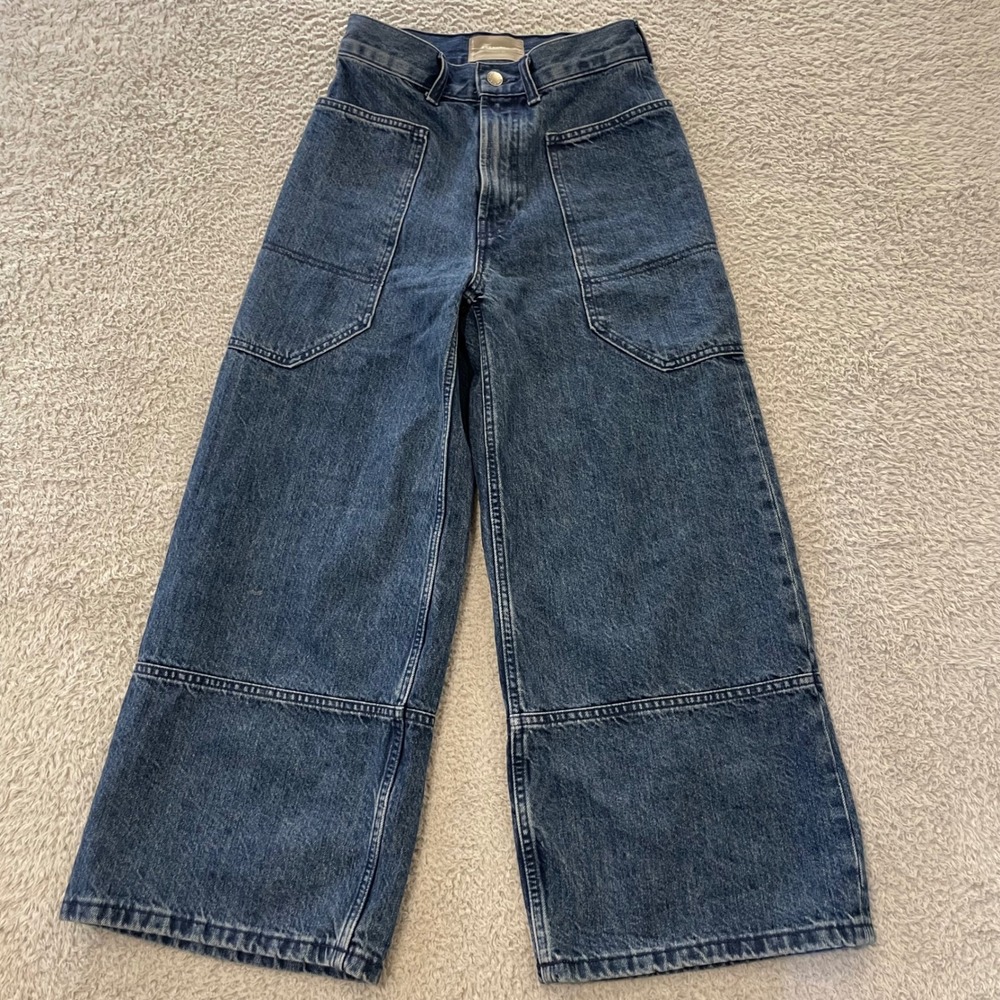 Everlane Way High The Gardener Cropped Jean Womens 24 (26x23) Blue Wide Leg